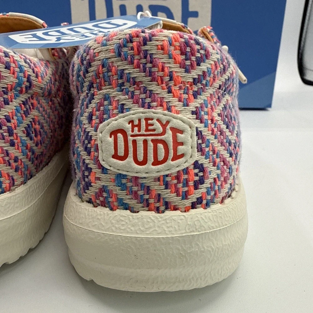 Hey Dude Wendy Funk Surf Baja Ivory/Multi Color Women's Size 9 Slip On Shoes NEW
